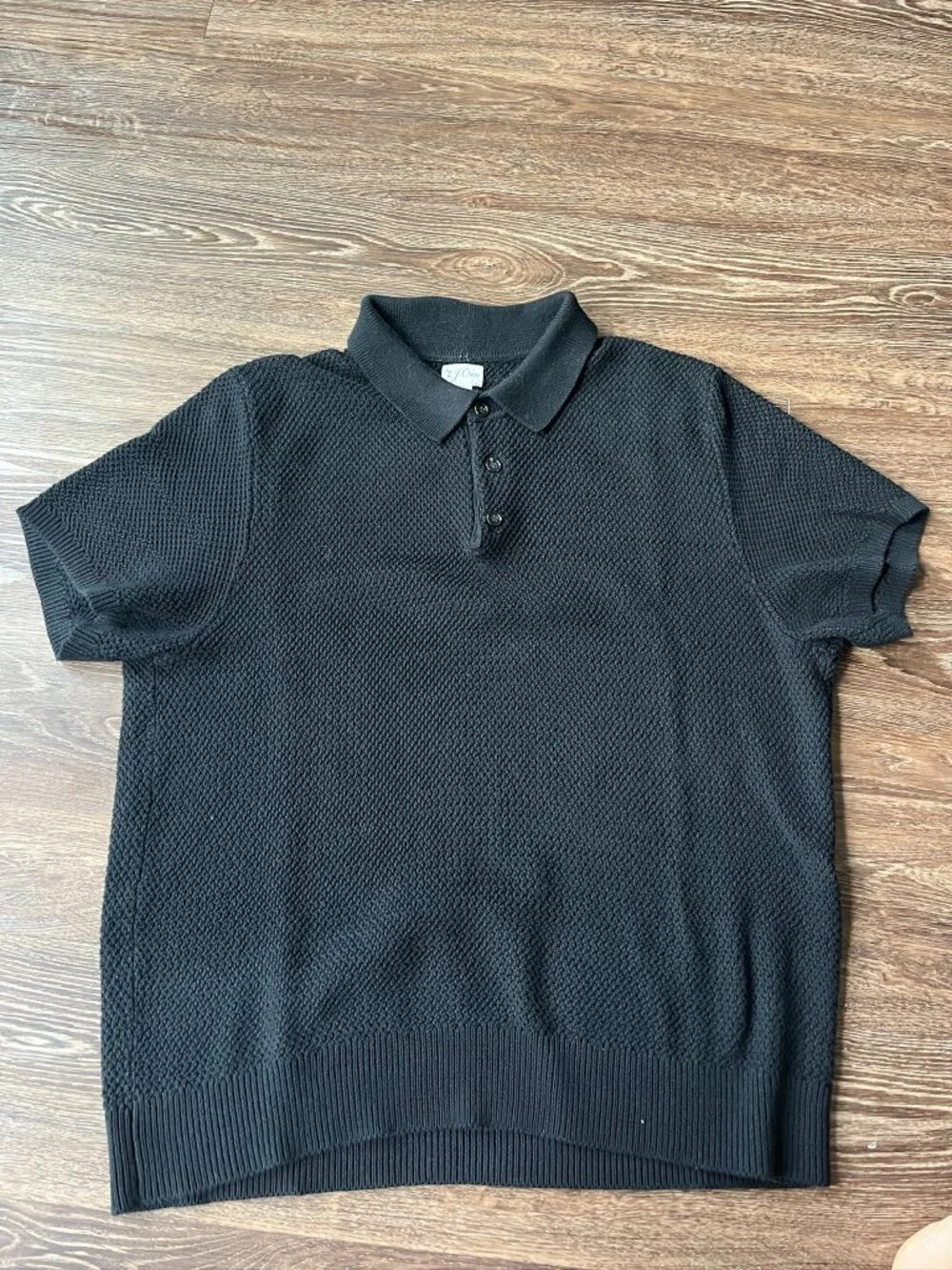 J. Crew Short sleeve cotton seed stitch sweater polo Sz XL Black